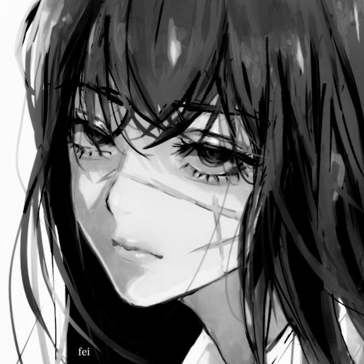 black and white anime pfp 0036