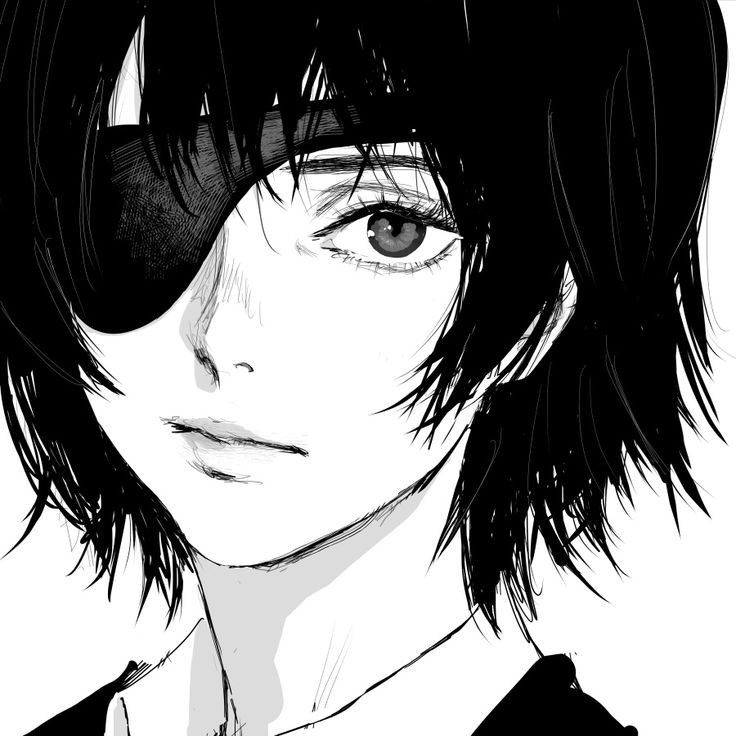 black and white anime pfp 0045