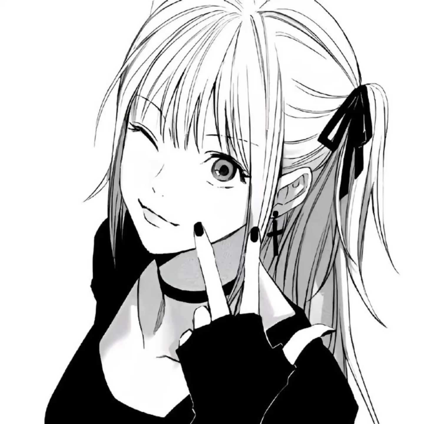 black and white anime pfp 0048