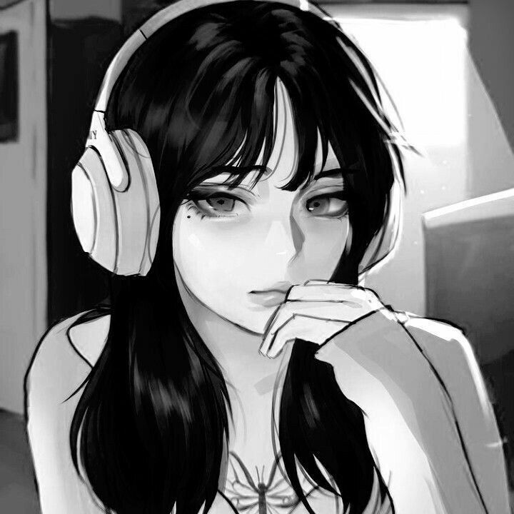 black and white anime pfp 0072