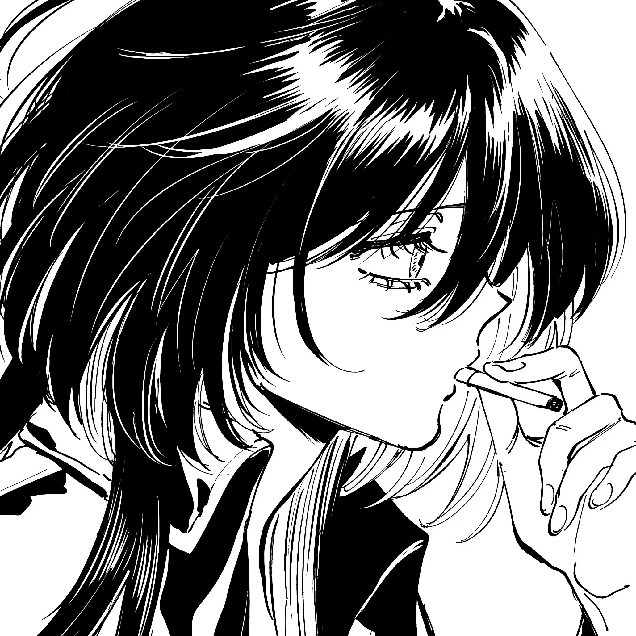 black and white anime pfp 0076