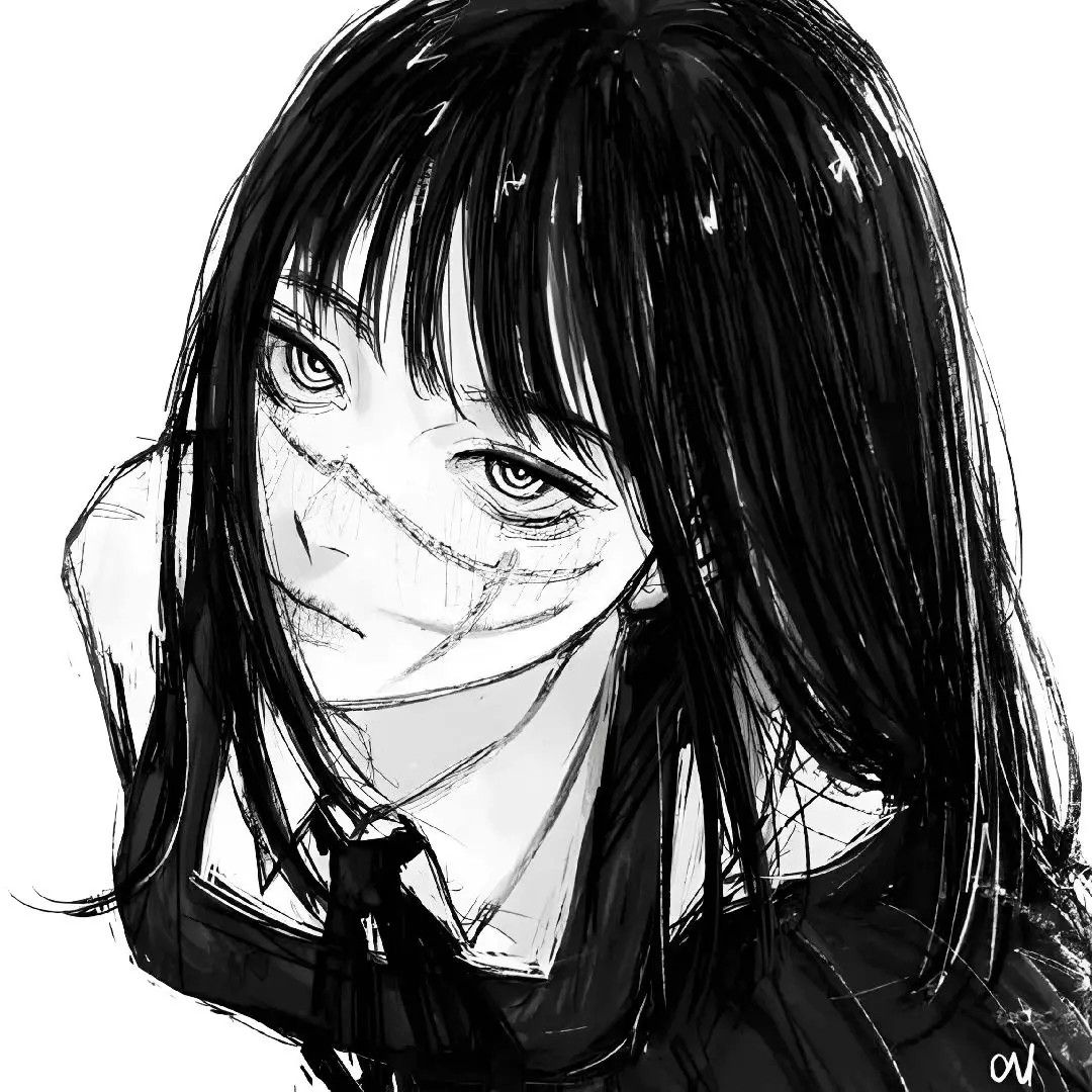 black and white anime pfp 0078