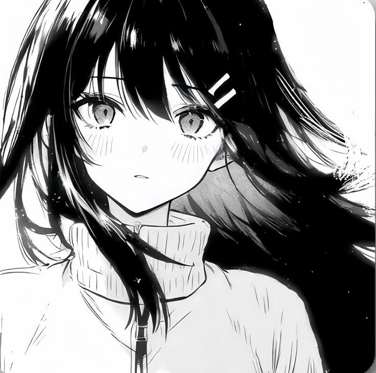 dark-themed black and white anime pfp