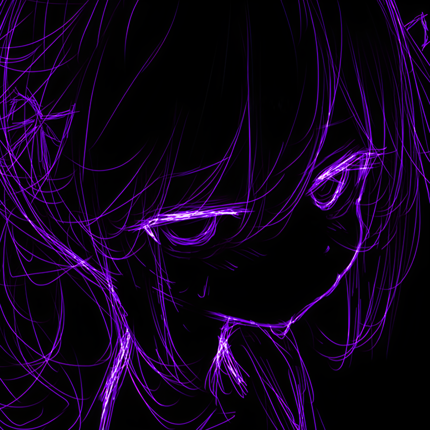 eye-catching dark purple anime pfp.