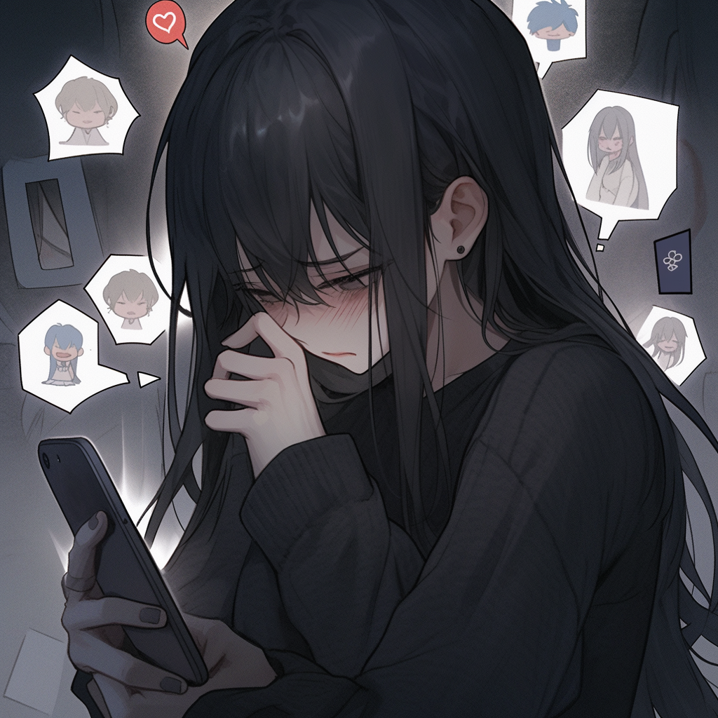 relatable sad anime pfp illustrations